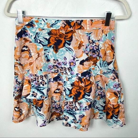 Anthropologie Porridge‎ Floral Mini Skirt Ruffle Size Small Flirty Orange Boho S - Picture 7 of 11